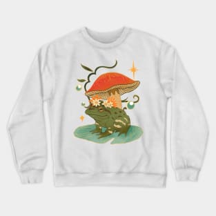 Toad Mushroom Frog Vintage cottagecore distressed Crewneck Sweatshirt